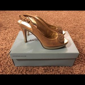 Antonio Melani Gold Slingback Heels